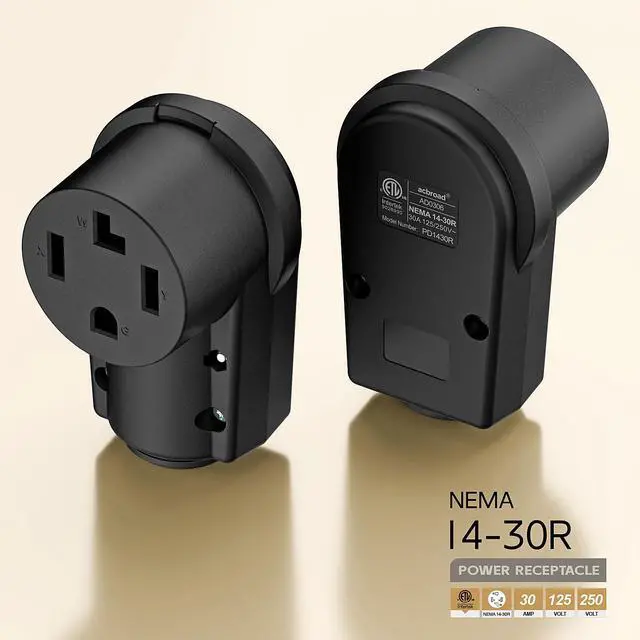 Alt view image 2 of 7 - NEMA 14-30R Plug,14-30 30A/125/250V Female Connector, (ETL Certified) 30Amp 125/250Volt Cord End Socket, Female 30A Dryer Receptacle, Heavy Duty, Black Color