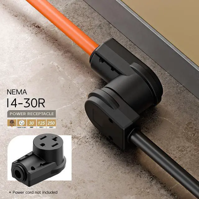 Alt view image 6 of 7 - NEMA 14-30R Plug,14-30 30A/125/250V Female Connector, (ETL Certified) 30Amp 125/250Volt Cord End Socket, Female 30A Dryer Receptacle, Heavy Duty, Black Color