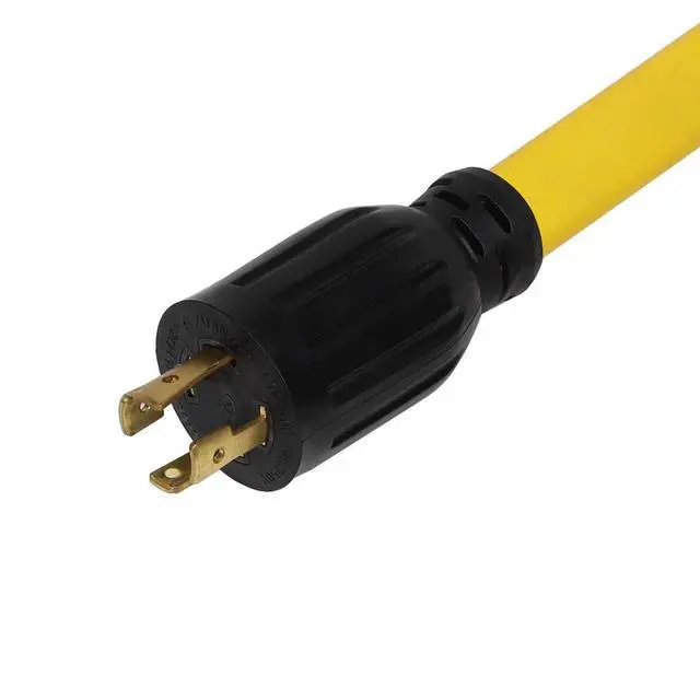 Alt view image 3 of 5 - 1.5FT L14-30P to 4X Nema 5-20R Adapter Cable, L14-30P 4-Prong 30 Amp Locking Plug to Four Household 15/20A Female Heavy Duty Power Cord, AWG#10 4 Conductors Flat Cable Yellow Color.
