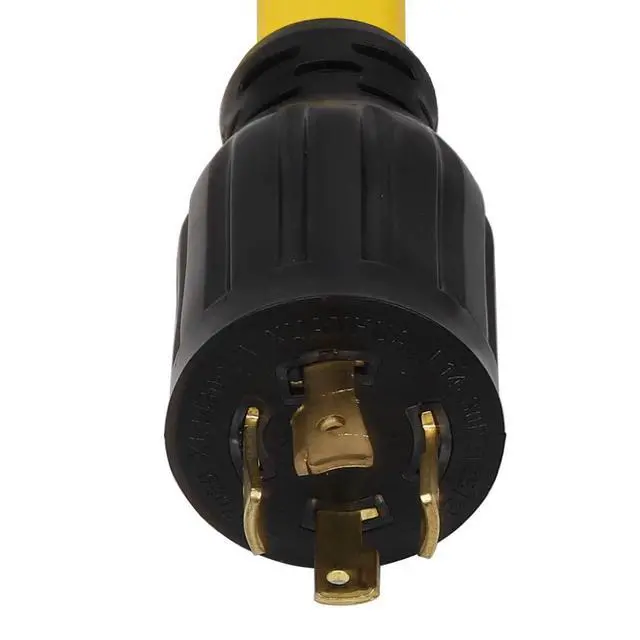 Alt view image 4 of 5 - 1.5FT L14-30P to 4X Nema 5-20R Adapter Cable, L14-30P 4-Prong 30 Amp Locking Plug to Four Household 15/20A Female Heavy Duty Power Cord, AWG#10 4 Conductors Flat Cable Yellow Color.