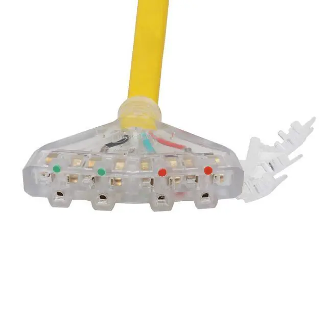 Alt view image 5 of 5 - 1.5FT L14-30P to 4X Nema 5-20R Adapter Cable, L14-30P 4-Prong 30 Amp Locking Plug to Four Household 15/20A Female Heavy Duty Power Cord, AWG#10 4 Conductors Flat Cable Yellow Color.