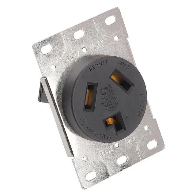 Alt view image 2 of 5 - NEMA 10-30R 30 Amps 125/250V 2 Pole 3 Wire Flush Mounting Receptacle, ETL Listed Straight Blade Power Outlet for Welder/Generator, Heavy Duty Industrial Grade, Grounding