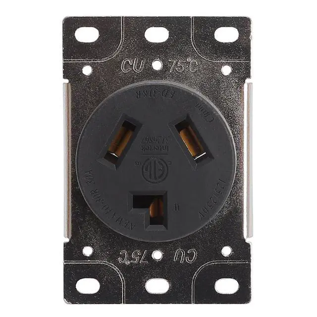 Alt view image 3 of 5 - NEMA 10-30R 30 Amps 125/250V 2 Pole 3 Wire Flush Mounting Receptacle, ETL Listed Straight Blade Power Outlet for Welder/Generator, Heavy Duty Industrial Grade, Grounding