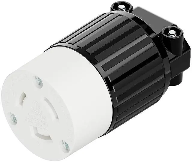 Main image of NEMA L5-20R Twist Lock Female Receptacle, ETL Certified 20A 125V Rewireable Cord End Socket, UL94-V0 Fire-Resistant Nylon & Solid Copper, Fits 10~18AWG SJT/STW Cord, Black White Industrial Connector