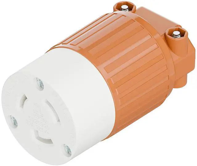 Main image of NEMA L5-20R Twist Lock Female Receptacle, ETL Certified 20A 125V Rewireable Cord End Socket, UL94-V0 Fire-Resistant Nylon & Solid Copper, Fits 10~18AWG SJT/STW Cord, Orange Industrial Connector