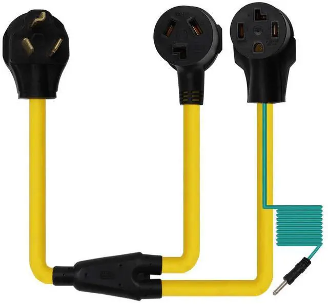 Main image of Nema 10-30P Dryer Splitter Adapter Cable, 2-in-1 Nema 10-30P 30-AMP Male Plug to 10-30R Female and 14-30R Female,3-Prong Dyer Y Split Adapter Cable 1.0Meter