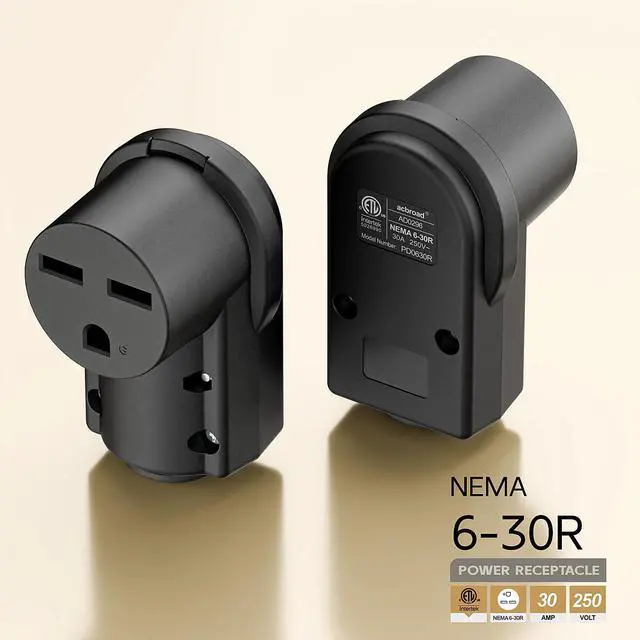 Alt view image 2 of 7 - NEMA 6-30R Plug,6-30 30A/250V Female Connector, (ETL Certified) 30Amp 250Volt Cord End Socket, Female 30A Welder Receptacle, Heavy Duty, Black Color