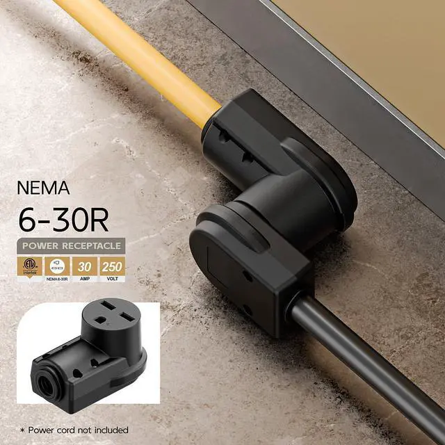 Alt view image 6 of 7 - NEMA 6-30R Plug,6-30 30A/250V Female Connector, (ETL Certified) 30Amp 250Volt Cord End Socket, Female 30A Welder Receptacle, Heavy Duty, Black Color