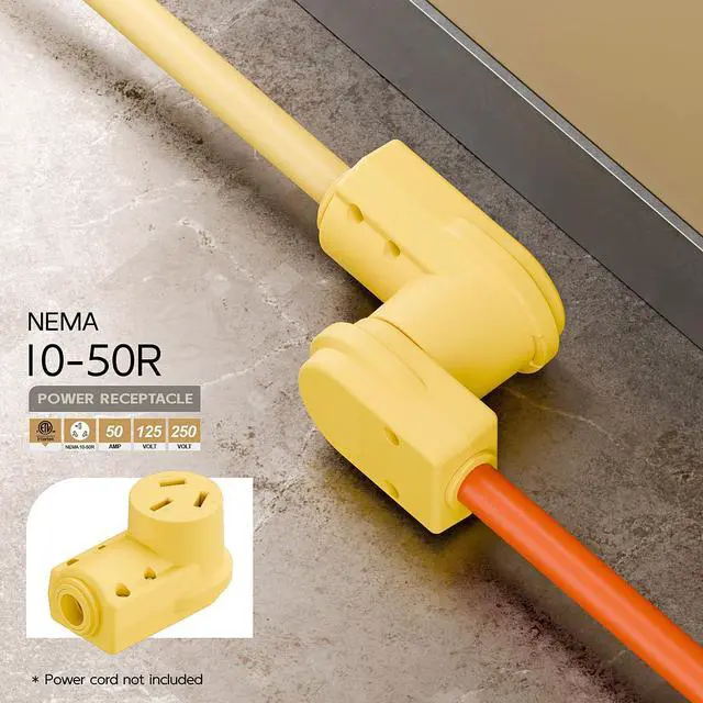 Alt view image 6 of 7 - NEMA 10-50R Plug,10-50 50A/125/250V Female Connector, (ETL Certified) 50Amp 125/250Volt Cord End Socket, Female 50A Dryer Receptacle, Heavy Duty, Yellow Color