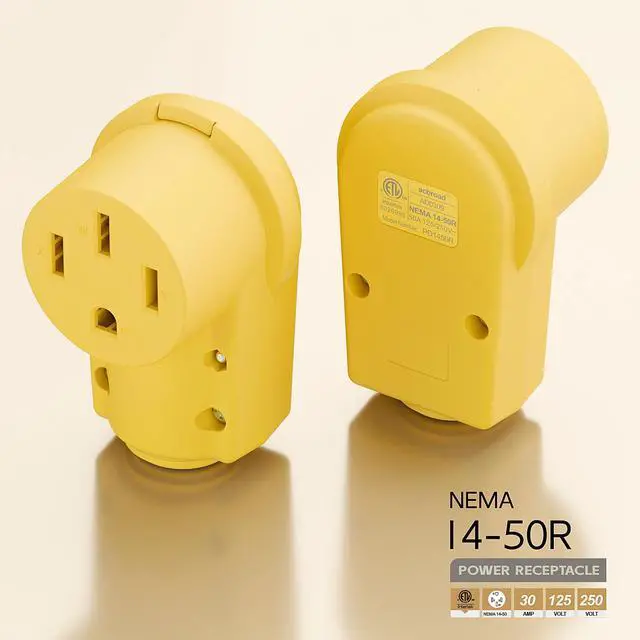 Alt view image 2 of 7 - NEMA 14-50R Plug,14-50 50A/125/250V Female Connector, (ETL Certified) 50Amp 125/250Volt Cord End Socket, Female 50A Dryer Receptacle, Heavy Duty, Yellow Color