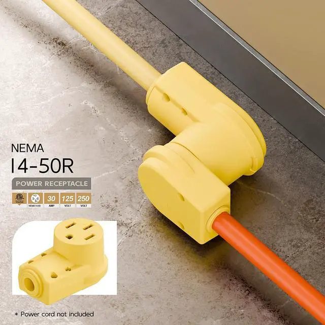 Alt view image 6 of 7 - NEMA 14-50R Plug,14-50 50A/125/250V Female Connector, (ETL Certified) 50Amp 125/250Volt Cord End Socket, Female 50A Dryer Receptacle, Heavy Duty, Yellow Color