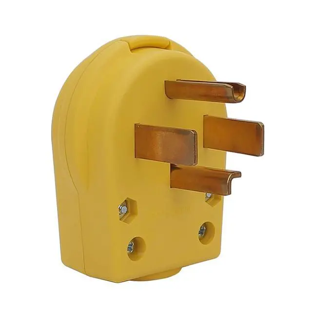 Alt view image 2 of 6 - Nema 14-30P Plug 30 Amp 125/250 Volt Angle Plug, 3 Pole 3 Wire Grounding Straight Blade Plug for Dryer and Ranges, Work with Cable OD Max. 1.0 Inch Yellow