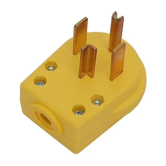Alt view image 3 of 6 - Nema 14-30P Plug 30 Amp 125/250 Volt Angle Plug, 3 Pole 3 Wire Grounding Straight Blade Plug for Dryer and Ranges, Work with Cable OD Max. 1.0 Inch Yellow