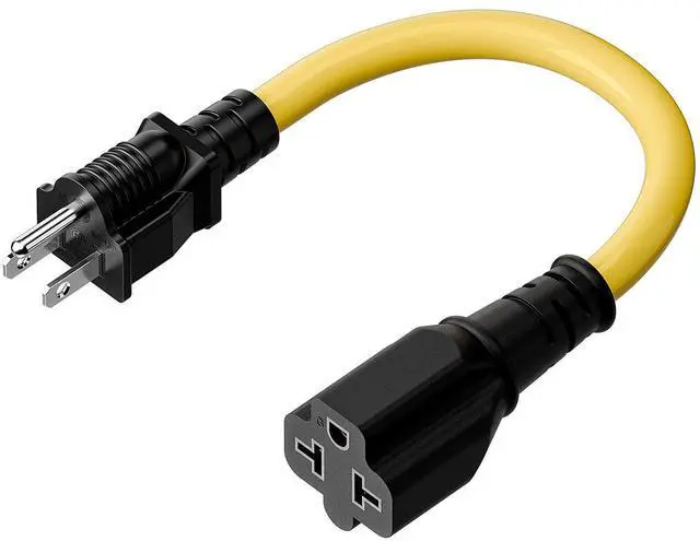 Main image of 4-1 12AWG Heavy Duty 15 Amp Household AC Plug to 20 Amp T Blade Adapter Cable,5-15P to 5-20R to 6-15R to 6-20R, AC Power Adapter, L=1FT