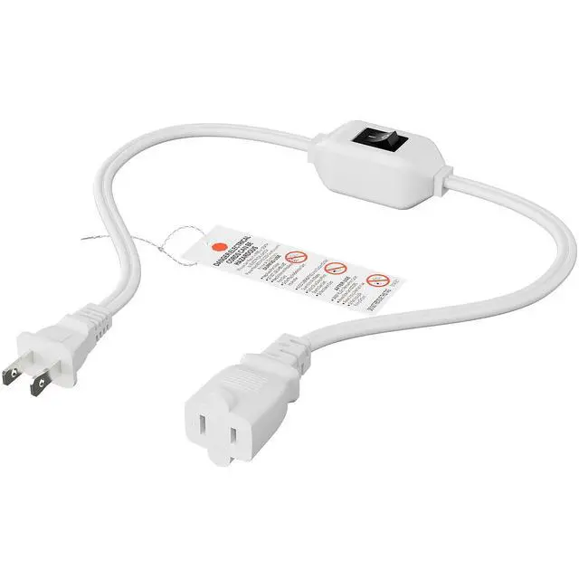 Alt view image 2 of 7 - 0.6Meter On Off Switch Extension Cord,2-Prong/2 Outlet Polarized Extension Cord with Switch 12A/125V for Your Chargers/Lamp/Power Adapters etc, 16AWG Cord,White,AC0033