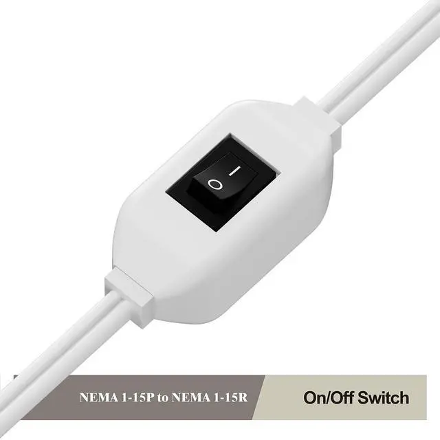 Alt view image 6 of 7 - 0.6Meter On Off Switch Extension Cord,2-Prong/2 Outlet Polarized Extension Cord with Switch 12A/125V for Your Chargers/Lamp/Power Adapters etc, 16AWG Cord,White,AC0033
