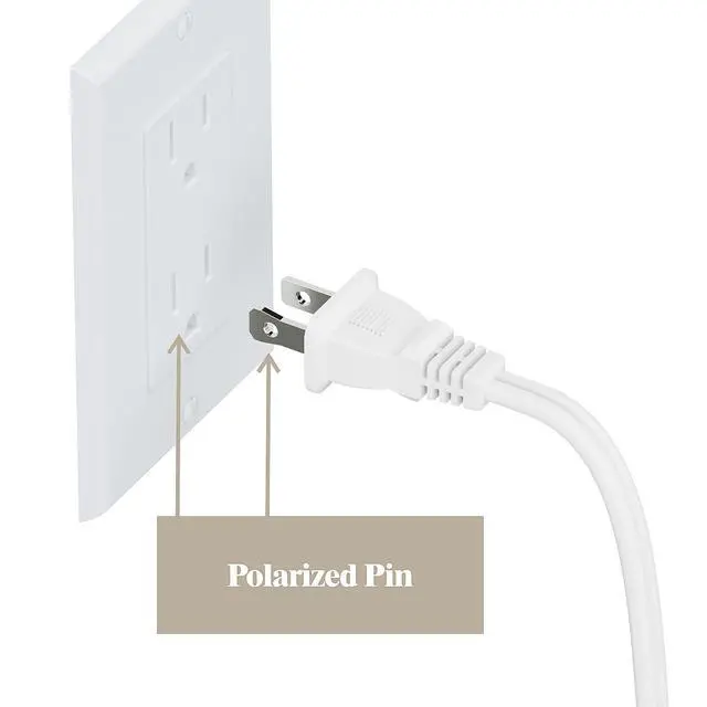 Alt view image 7 of 7 - 0.6Meter On Off Switch Extension Cord,2-Prong/2 Outlet Polarized Extension Cord with Switch 12A/125V for Your Chargers/Lamp/Power Adapters etc, 16AWG Cord,White,AC0033