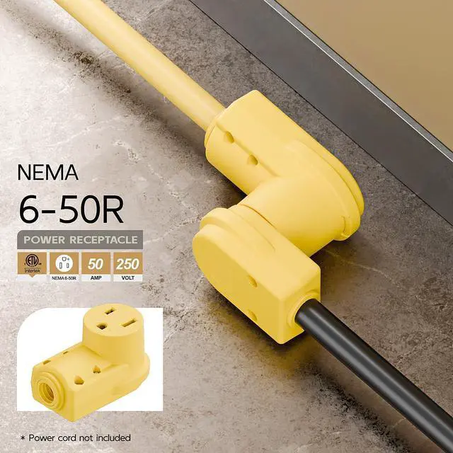 Alt view image 6 of 7 - NEMA 6-50R Plug,6-50R 50A/250V Welder Female Socket,(ETL Certified) 50Amp 250Volt Cord End Receptacle For Welders & Driers, Heavy Duty Welder 3-Prong, Yellow Color