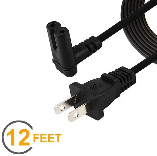 Alt view image 2 of 4 - 12FT US 2-Prong to IEC 320 C7 Right Angle-Down Angle Power Cord for LED LCD TV Monitor, Sony PS4 Slim Edition - Figure 8 Replacement Cable