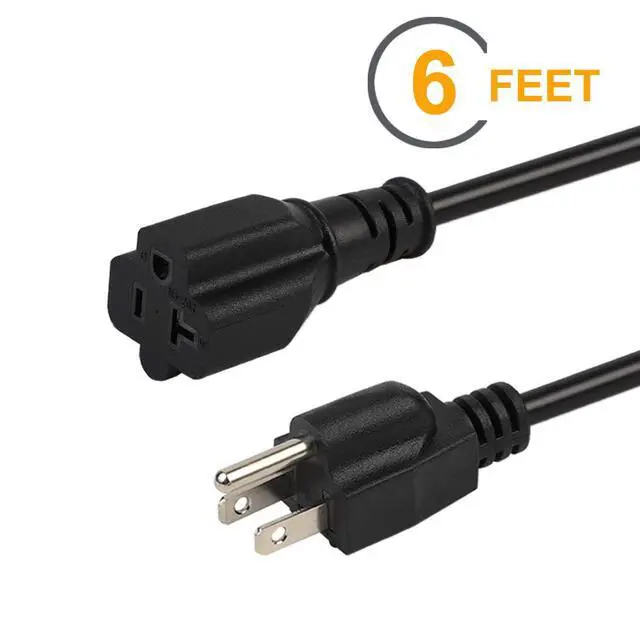 Alt view image 2 of 4 - 6ft/1.8M 15 Amp to 20 Amp Plug Adapter Cable UL Listed 14AWG NEMA 5-15P to 5-15/20R (Comb 20Amp T Blade) 15 Amp Household Plug to 20 Amp T-Blade AC Power Cable