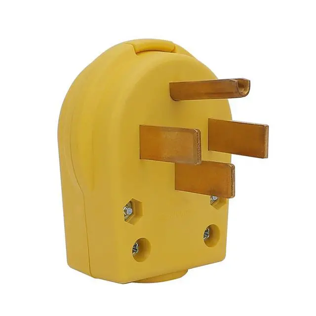 Alt view image 2 of 6 - Nema 14-50P 50 Amp 125/250 Volt Angle Plug, 3 Pole 3 Wire Grounding Straight Blade for Dryer and Ranges, Works with Cable OD Max. 1.0 Inch Yellow