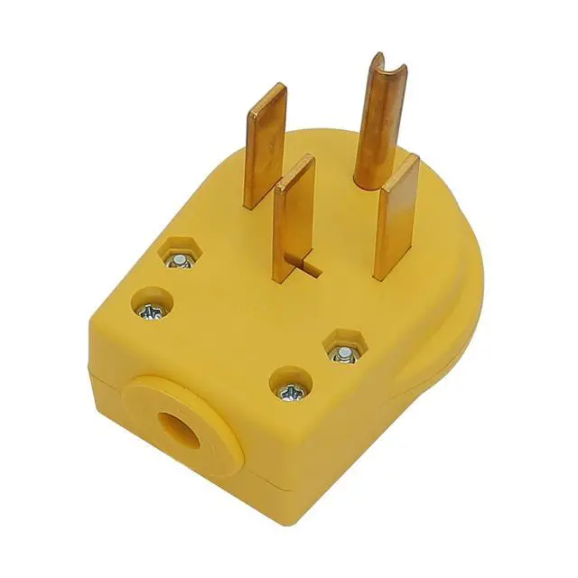 Alt view image 3 of 6 - Nema 14-50P 50 Amp 125/250 Volt Angle Plug, 3 Pole 3 Wire Grounding Straight Blade for Dryer and Ranges, Works with Cable OD Max. 1.0 Inch Yellow