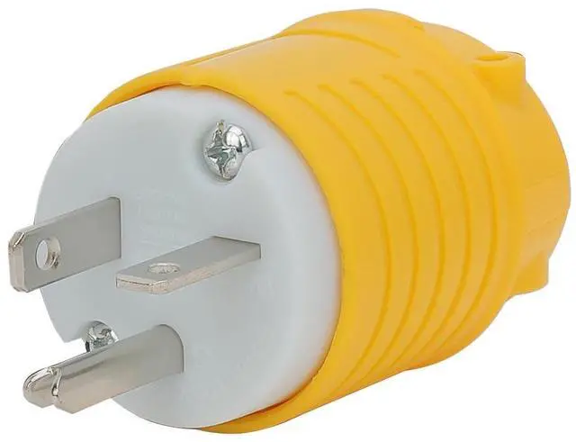 Main image of USA 3-Prong Male AC Plug, ETL Nema 5-20P 3 Pole Straight T- Blade DIY Rewirable, 20A 125V USA 3Pin Connector, Nema 5-20 Male US 3Pole AC Power Plug, Yellow