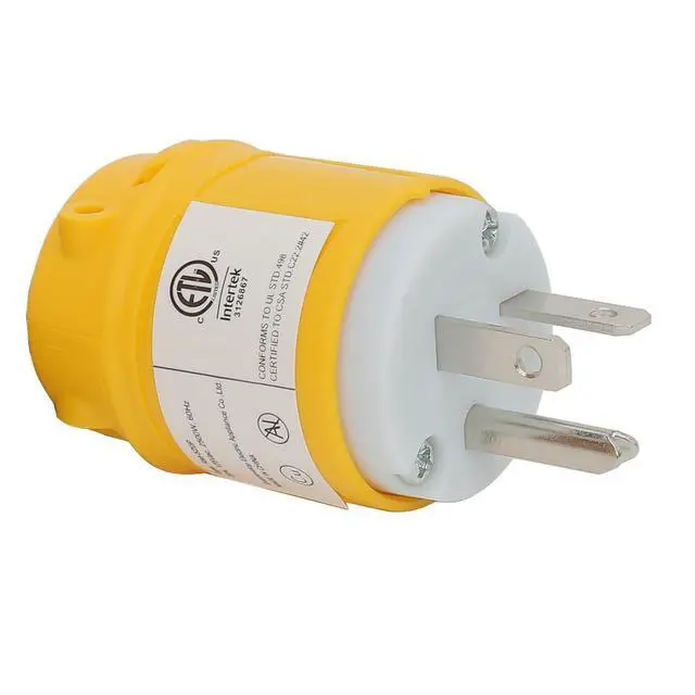 Alt view image 2 of 5 - USA 3-Prong Male AC Plug, ETL Nema 5-20P 3 Pole Straight T- Blade DIY Rewirable, 20A 125V USA 3Pin Connector, Nema 5-20 Male US 3Pole AC Power Plug, Yellow