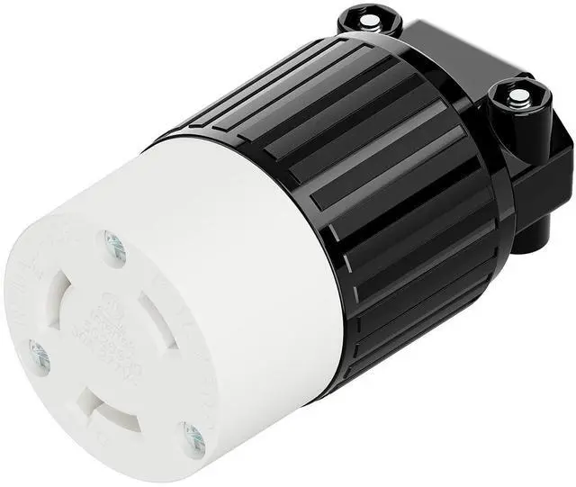 Main image of NEMA L7-30R Locking Plug, (ETL Listed) Cord End Connector, Twist Lock L7-30R 30Amp 277Volt Female AC Connector, Industrial Grade 30A 277V Replacement Socket PDL730R Black and White Color