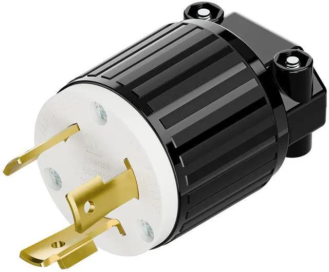 Main image of NEMA L7-30P Locking Plug, (ETL Listed) Cord End Connector, Twist Lock L7-30P 30Amp 277Volt Male AC Connector, Industrial Grade 30A 277V Replacement Socket PDL730P Black and White Color