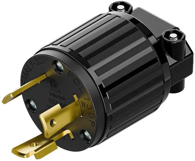 Main image of NEMA L7-30P Locking Plug, (ETL Listed) Cord End Connector, Twist Lock L7-30P 30Amp 277Volt Male AC Connector, Industrial Grade 30A 277V Replacement Socket PDL730P Black Color