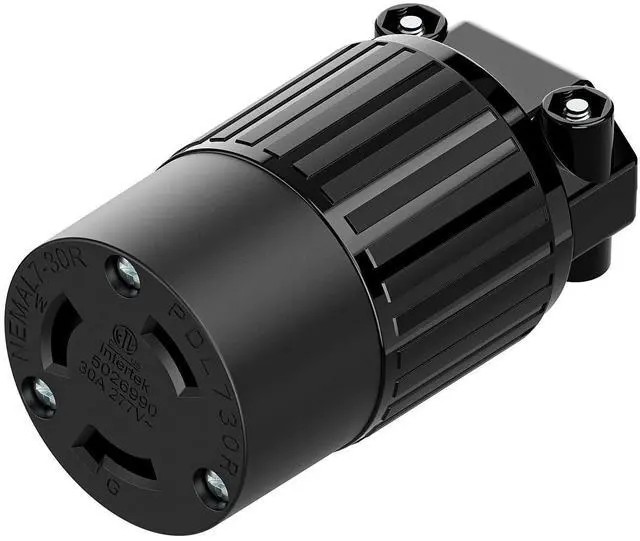 Main image of NEMA L7-30R Locking Plug, (ETL Listed) Cord End Connector, Twist Lock L7-30R 30Amp 277Volt Female AC Connector, Industrial Grade 30A 277V Replacement Socket PDL730R Black Color
