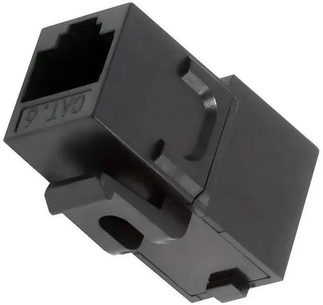 Main image of 90 Degree Up Angled CAT6 Keystone Coupler RJ45 Female to Female Inline Coupler in Black