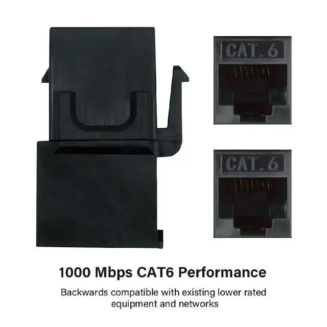 Alt view image 2 of 7 - 90 Degree Up Angled CAT6 Keystone Coupler RJ45 Female to Female Inline Coupler in Black