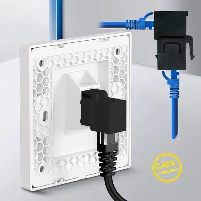 Alt view image 4 of 7 - 90 Degree Up Angled CAT6 Keystone Coupler RJ45 Female to Female Inline Coupler in Black