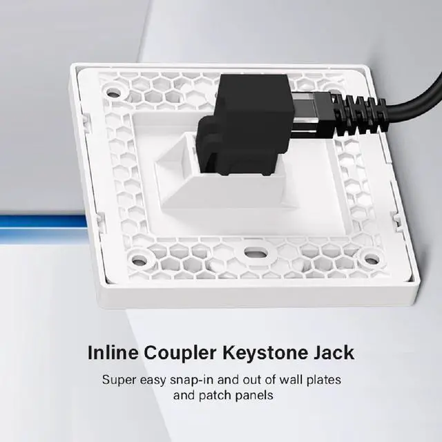 Alt view image 5 of 7 - 90 Degree Up Angled CAT6 Keystone Coupler RJ45 Female to Female Inline Coupler in Black
