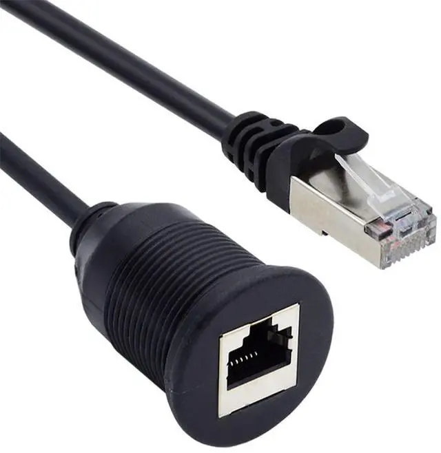 Main image of 1m Waterproof Dustproof Screw Locking CAT6 RJ45 Male to Female LAN Ethernet Network Extension Cable Car Panel Mount Design