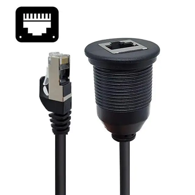 Alt view image 7 of 7 - 1m Waterproof Dustproof Screw Locking CAT6 RJ45 Male to Female LAN Ethernet Network Extension Cable Car Panel Mount Design