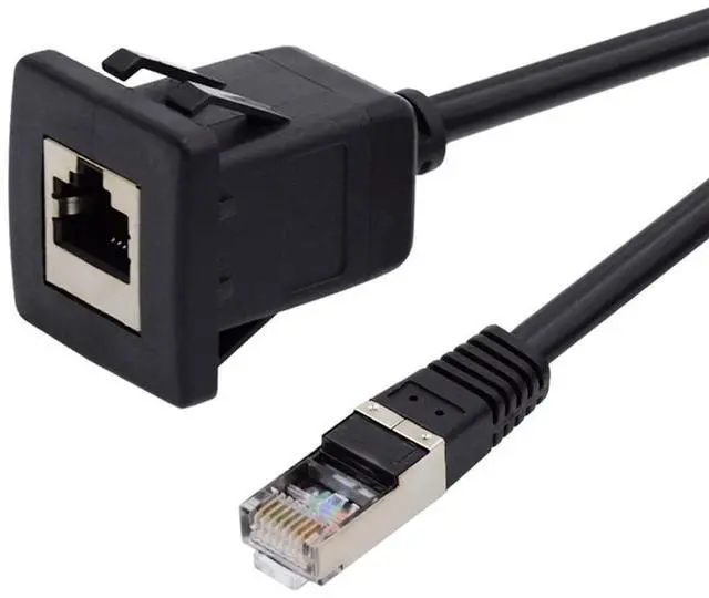 Main image of Waterproof Dustproof Latch Locking CAT6 RJ45 Male to Female LAN Ethernet Network Extension Cable 100cm for Car Panel Mount Design