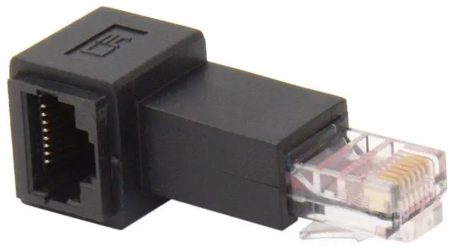 Main image of Right Angled 90 Degree 8P8C FTP STP UTP Cat 5e Male to Female LAN Ethernet Network Extension Adapter
