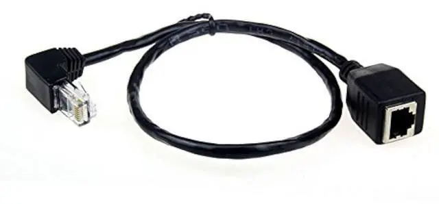 Main image of Down Angled 90 Degree 8P8C FTP STP UTP Cat 5e Male to Female LAN Ethernet Network Extension Cable 50cm