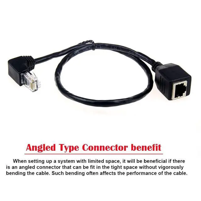 Alt view image 3 of 7 - Down Angled 90 Degree 8P8C FTP STP UTP Cat 5e Male to Female LAN Ethernet Network Extension Cable 50cm