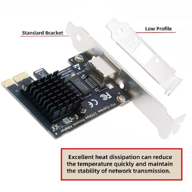 Alt view image 2 of 7 - RJ45 Single Port 2500Mbps 2.5Gbps to PCI Express 1x PCI-E 1000Mbps GBE Gigabit Ethernet Network LAN Cable Adapter for Desktop Motherboard