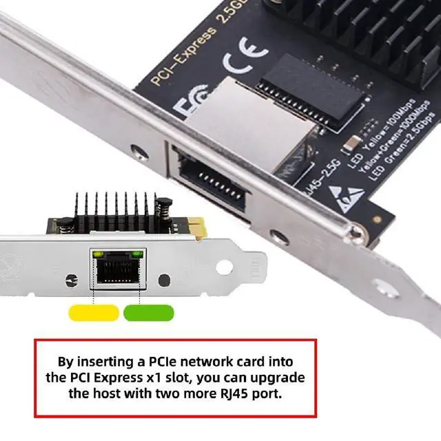 Alt view image 3 of 7 - RJ45 Single Port 2500Mbps 2.5Gbps to PCI Express 1x PCI-E 1000Mbps GBE Gigabit Ethernet Network LAN Cable Adapter for Desktop Motherboard