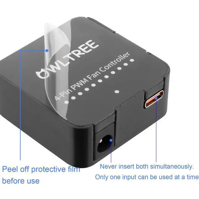 Alt view image 5 of 6 - 12V 4 Pin PWM Fan Speed Controller PC Fan Hub 6 Fans Supported, Powered by Type-C PD3.0 QC 3.0 and DC 5521 with Max Total 60W Output