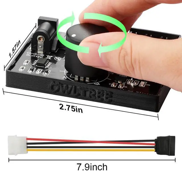 Alt view image 6 of 6 - 4 Pin 12V PWM Fan Controller 6 Fans Supported , PC Fan Adapter Hub Powered by SATA and DC 5525, Cooling Fan Speed Knob with Max Total 60W 5A Output