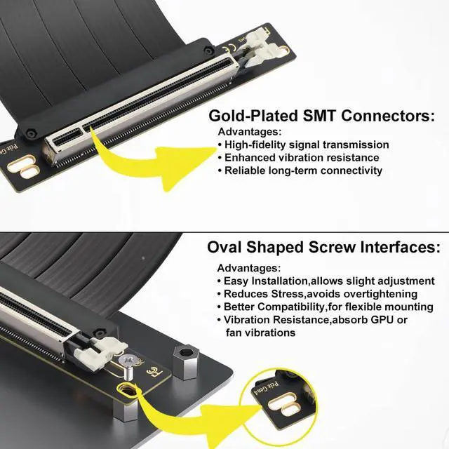 Alt view image 3 of 7 - Pcie 4.0 Riser Cable, PCIe 4.0 x16 High Speed Flexible Extension 90 Degree Adapter Compatible with 4090 4080 4070 3090 and Pcie 3.0 System 200mm/7.8inch