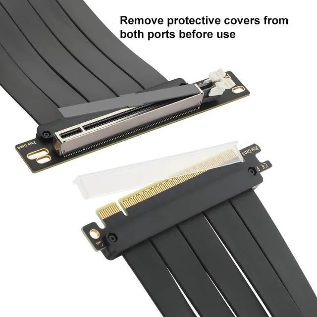 Alt view image 6 of 7 - Pcie 4.0 Riser Cable, PCIe 4.0 x16 High Speed Flexible Extension 90 Degree Adapter Compatible with 4090 4080 4070 3090 and Pcie 3.0 System 200mm/7.8inch