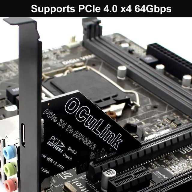Alt view image 2 of 5 - PCIe 4.0 x4 64Gbps Compatible with OCuLink SFF-8612 SFF-8611 External GPU eGPU Riser Card for Mini PC