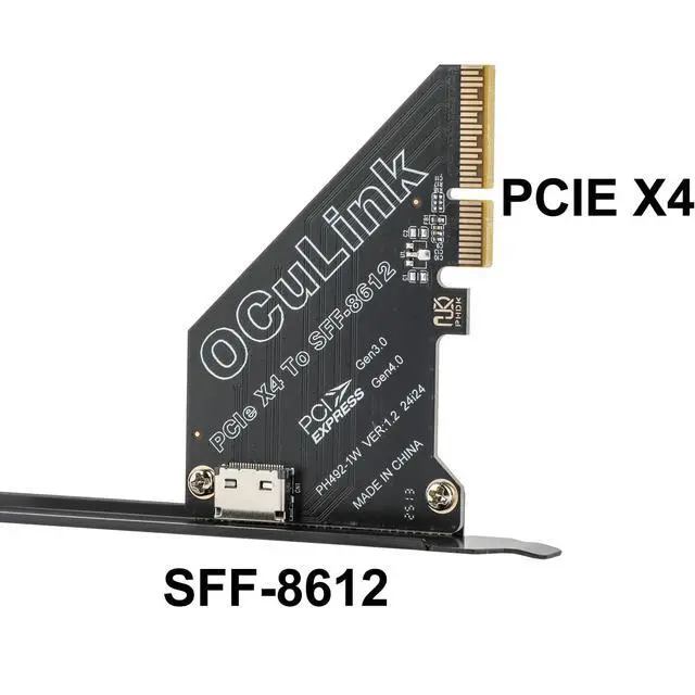 Alt view image 3 of 5 - PCIe 4.0 x4 64Gbps Compatible with OCuLink SFF-8612 SFF-8611 External GPU eGPU Riser Card for Mini PC